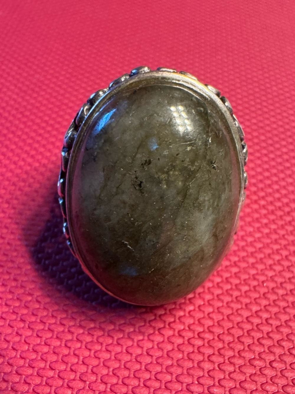 Large Oval Labradorite Statement Ring